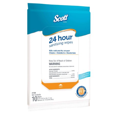 Picture of Scott® 24 Hour Surface Disinfectant Cleaner Peroxide Based Wipe 10 Count Soft Pack Disposable Scented NonSterile41526