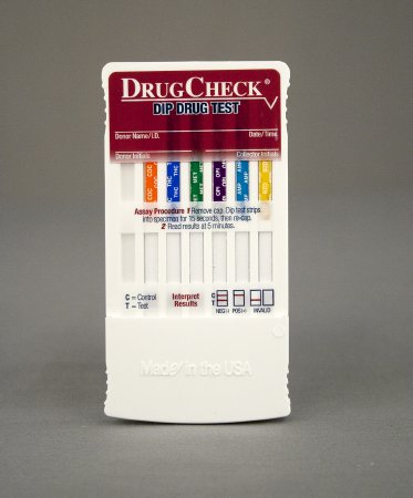 Picture of Drugs of Abuse Test DrugCheck® Dip Drug Test 6-Drug Panel AMP, BZO, COC, mAMP/MET, OPI, THC Urine Sample 25 Tests30600