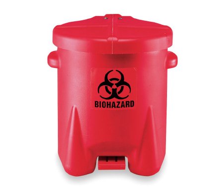 Picture of Medical Waste Receptacle Eagle™ 6 gal. Round Red Polyethylene Step On4RF67