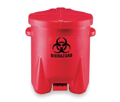 Picture of Medical Waste Receptacle Eagle™ 6 gal. Round Red Polyethylene Step On4RF67