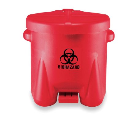 Picture of Medical Waste Receptacle Eagle™ 10 gal. Round Red Polyethylene Step On4RF68
