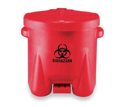 Picture of Medical Waste Receptacle Eagle™ 10 gal. Round Red Polyethylene Step On4RF68