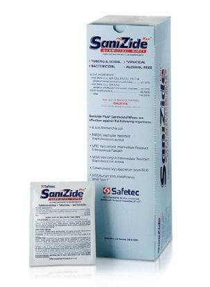 Picture of SaniZide Plus® Surface Disinfectant Cleaner Premoistened Quaternary Based Wipe 50 Count Individual Packet Disposable Ammonia Scent NonSterile34826