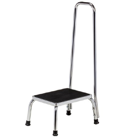 Picture of Step Stool with Handrail 1-Step Chrome Plated Steel 9 Inch Step HeightT-50