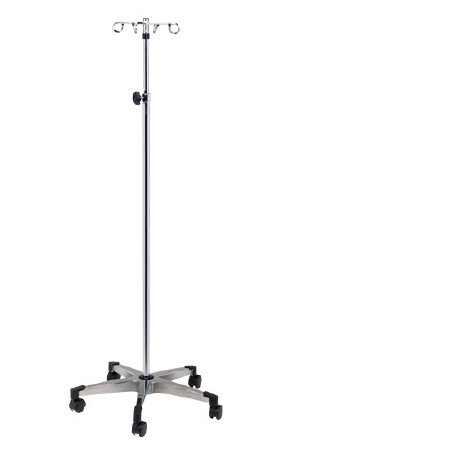 Picture of IV Pole Ram Horn Hooks 4-Hook 4 Legs Cast Aluminum Base, Dual Wheel Casters, 23 Inch Base DiameterIV-354