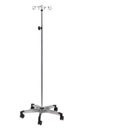 Picture of IV Pole Ram Horn Hooks 4-Hook 4 Legs Cast Aluminum Base, Dual Wheel Casters, 23 Inch Base DiameterIV-354