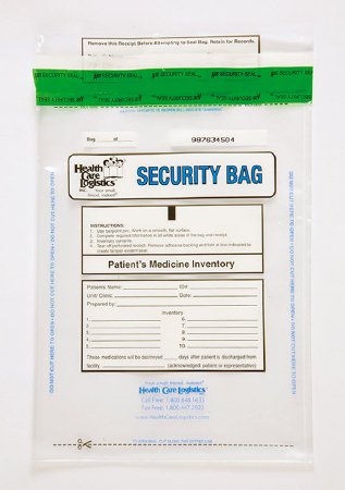 Picture of Patient Medicine Inventory Bag Health Care Logistics® 9 X 12 Inch Polyethylene Tamper Evident Tape Closure Clear10447