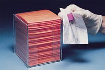 Picture of Biohazard Wipe BloodBloc™ Heavy Absorbency White / Orange NonSterile Cellulose / Polyethylene 8 X 9 Inch Disposable0667051