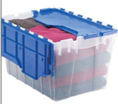 Picture of Attached Lid Container KeepBox™ Clear / Blue Industrial Grade Polymers 12-1/2 X 15-1/4 X 21-1/2 Inch66486CLDBL
