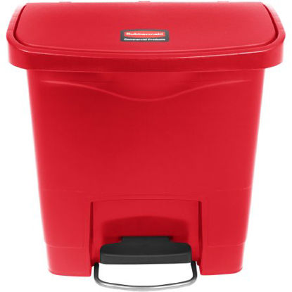 Picture of Trash Can Rubbermaid® Streamline™ 4 gal. Rectangular Red Plastic Step On1883563