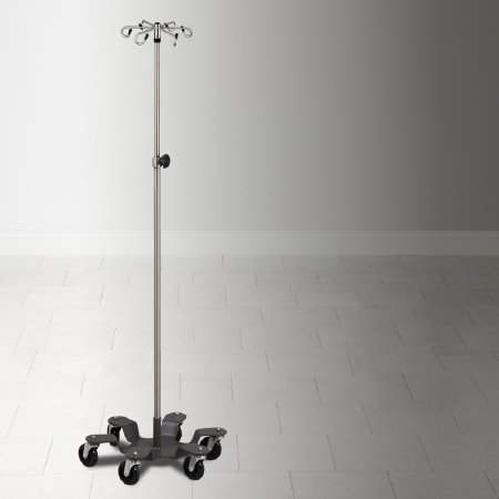 Picture of IV Stand 6 Hooks 6-Leg, 4 Inch Heavy Duty Rubber Wheel Ball Bearing Casters, 23 Inch Powder-Coated Metal BaseIVS-736