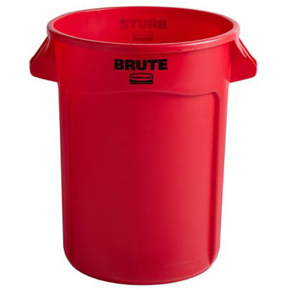 Picture of Trash Can Rubbermaid® Brute® 32 gal. Round Red Resin Open TopFG263200RED-EA