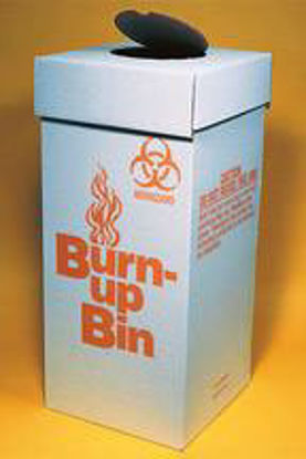 Picture of Biohazard Waste Box Burn-up Bin™ White Box Cardboard / Polyethylene 8 X 8 X 10 Inch120098B