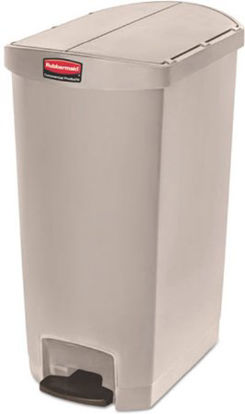 Picture of Trash Can Rubbermaid® Slim Jim® 18 gal. Rectangular Beige Plastic Step On1883551