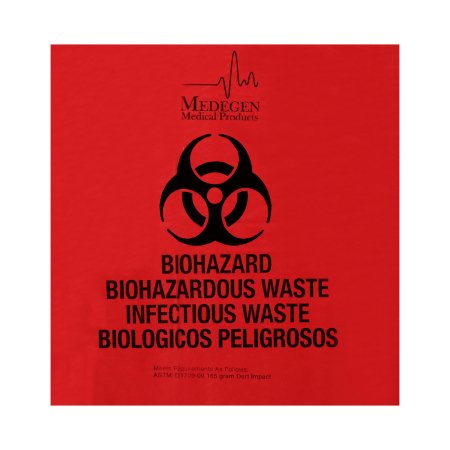Picture of Biohazard Waste Bag Medegen Medical Products 20 - 30 gal. Red Bag Polyethylene 30 X 36 InchD2210