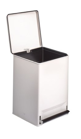 Picture of Trash Can Brewer 32 Quart Square White Steel Step On35266