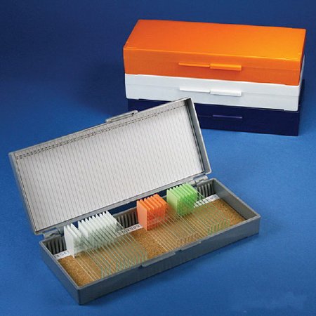 Picture of Slide Storage Box Globe® Scientific White ABS Plastic / Cork 50 Slide Capacity513077W