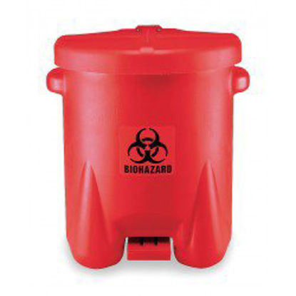 Picture of Medical Waste Receptacle 14 gal. Round Red HDPE Step On56610-181