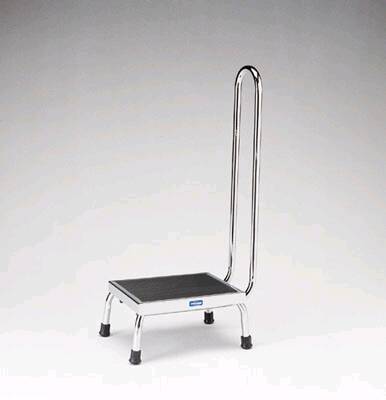 Picture of Step Stool with Handrail 1-Step Chrome Plated Steel 8-1/4 Inch Step HeightP-10-A