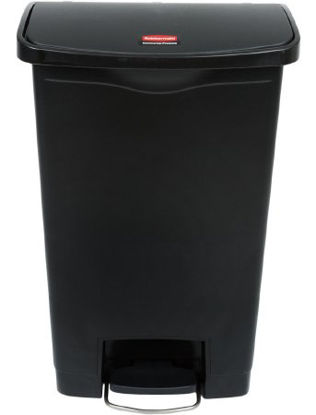 Picture of Trash Can Rubbermaid® Streamline™ 13 gal. Rectangular Black Plastic Step On1883611