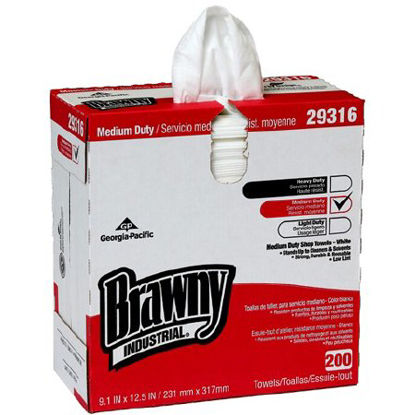 Picture of Shop Towel Brawny Industrial® Medium Duty White NonSterile Cellulose / Polyester 9-1/10 X 12-1/2 Inch Reusable29316