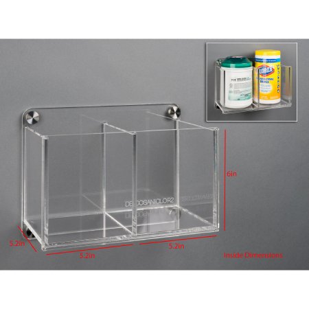 Picture of Wipe Tub Holder DECO Clear Acrylic Manual 2 Wipe Canisters Wall MountDECOSANICLOR2-W