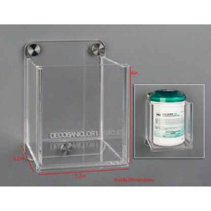 Picture of Wipe Tub Holder DECO Clear Acrylic Manual 1 Wipe Canister Wall MountDECOSANICLOR1-W