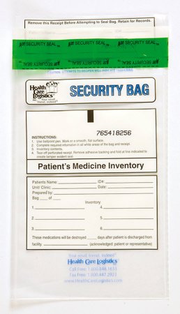 Picture of Patient Medicine Inventory Bag Health Care Logistics® 6 X 9 Inch Polyethylene Tamper Evident Tape Closure Clear10456