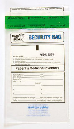 Picture of Patient Medicine Inventory Bag Health Care Logistics® 6 X 9 Inch Polyethylene Tamper Evident Tape Closure Clear10456