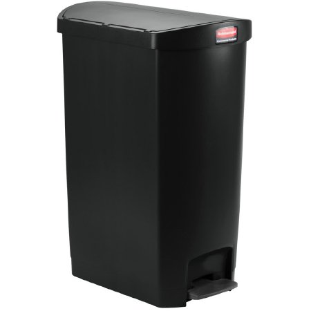 Picture of Trash Can Rubbermaid® Slim Jim® 18 gal. Rectangular Black Plastic Step On1883614