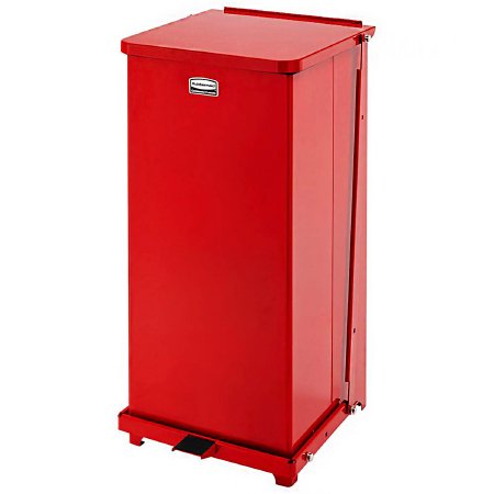 Picture of Medical Waste Receptacle Rubbermaid® Defenders® 24 gal. Square Red Steel Step OnRCPST24EPLRD