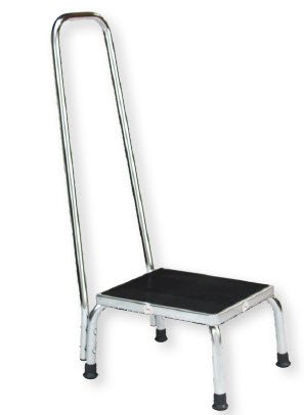 Picture of Step Stool with Handrail 1-Step Chrome Plated Steel 9 Inch Step Height1011251000