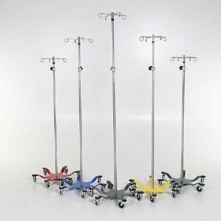 Picture of IV Stand 6-Hook 6 Legs, 3 Inch Scuff Resistant Casters, 22 Inch Stainless Steel Base, Rubber BumpersMCM279-B