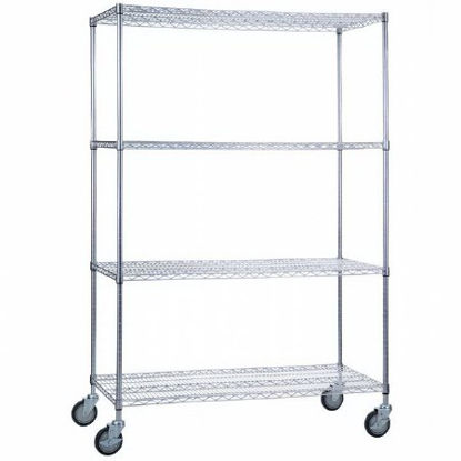 Picture of Linen Cart 4 Shelves 500 lbs. Weight Capacity Chrome Plated 5 Inch Casters, 2 LockingLC244872