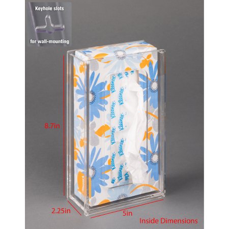 Picture of Tissue Box Holder Clear PETG Manual One Tissue Box Wall MountTISSUE2.2-W