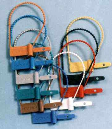 Picture of Tamper Evident Seal Easy Open Pull-Tight Loks Numbered Red Plastic 7-7/8 Inch0345 RD