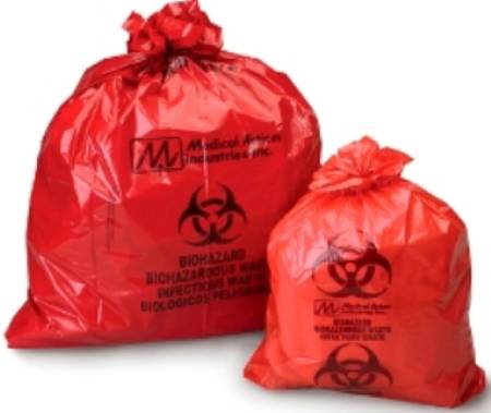 Picture of Biohazard Waste Bag Medegen Medical Products 7 - 10 gal. Red Bag Polyethylene 23 X 23 Inch115H
