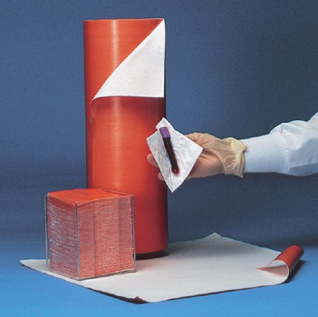 Picture of Biohazard Wipe Bio-Check® Standard Absorbency White / Orange NonSterile Cellulose / Polyethylene 3 X 3 Inch DisposableA9494-1