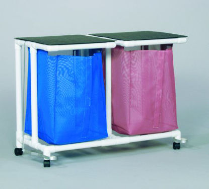Picture of Double Hamper with Bags Standard Jumbo 4 Casters 55 gal.VL JH2 FP MESH WINEBERRY