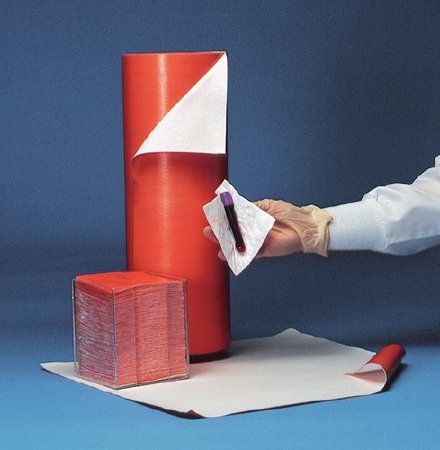 Picture of Biohazard Roll Bio-Screen® Heavy Absorbency White / Orange NonSterile Cellulose / Polyethylene 16 Inch X 100 Foot DisposableBH10600