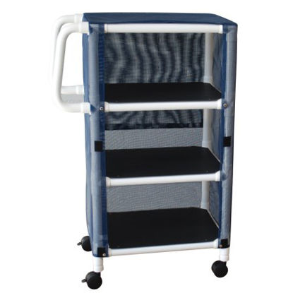 Picture of Linen Cart with Cover 3 Shelves 75 lbs. per Shelf Weight Capacity PVC 3 Inch Twin Casters325-3C