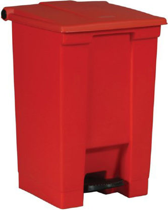 Picture of Trash Can Rubbermaid® 12 gal. Square Red HDPE / Polypropylene Step OnH-2668R
