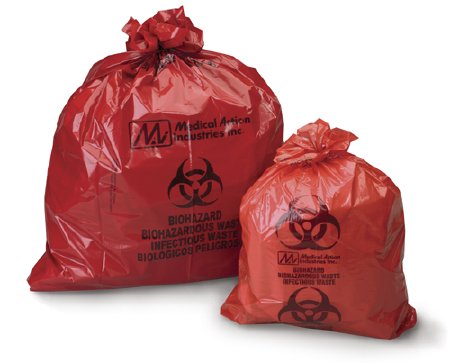 Picture of Biohazard Waste Bag Medegen Medical Products 30 gal. Red Bag Polyethylene 30-1/2 X 41 Inch117