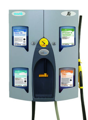 Picture of Chemical Dispenser Diversey™ J-Fill® QuattroSelect® Gray Powder Coated Steel Push Button Wall MountDVS3764735