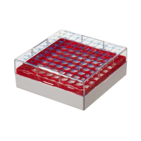 Picture of Cryo Storage Box Nalgene™ 2 X 5-1/2 X 5-1/2 Inch Red Polycarbonate 81 Vial Capacity867013-0240