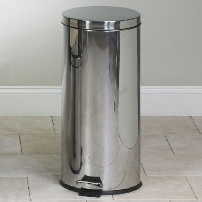 Picture of Trash Can 32 Quart Round Silver Stainless Steel Step OnTR-32S
