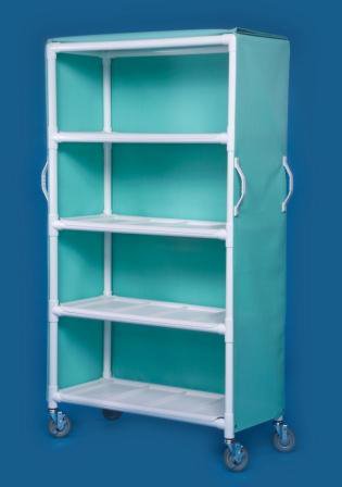 Picture of Linen Cart with Cover 4 Shelves PVC 5 Inch Heavy Duty Casters, 2 LockingLC46-4