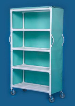 Picture of Linen Cart with Cover 4 Shelves PVC 5 Inch Heavy Duty Casters, 2 LockingLC46-4