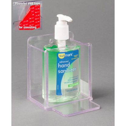 Picture of Hand Hygiene Holder Clear PETG Manual 1 Bottle VHB Tape MountHANDSANSFIX-T