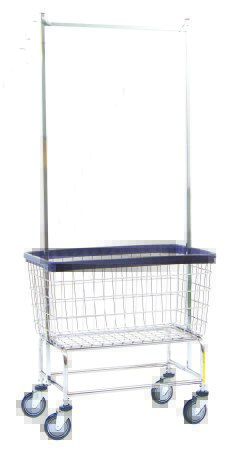 Picture of Laundry Cart with Double Pole Rack 100 lbs. Weight Capacity Steel Tubing 5 Inch Clean Wheel System™ Casters200CFC56C